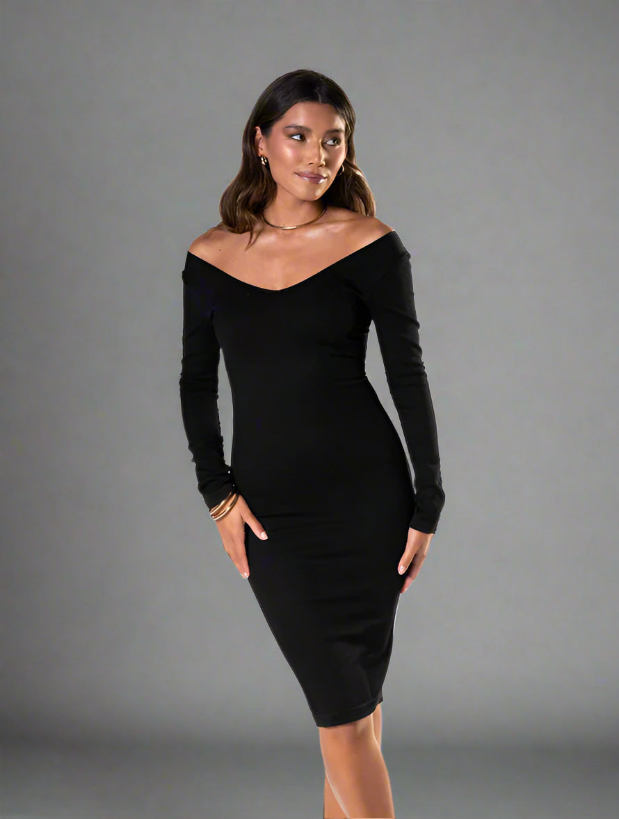 V-Neck Long Sleeve Dress