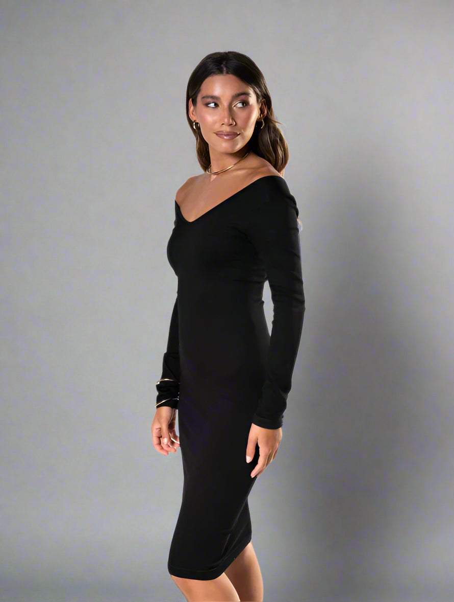 V-Neck Long Sleeve Dress